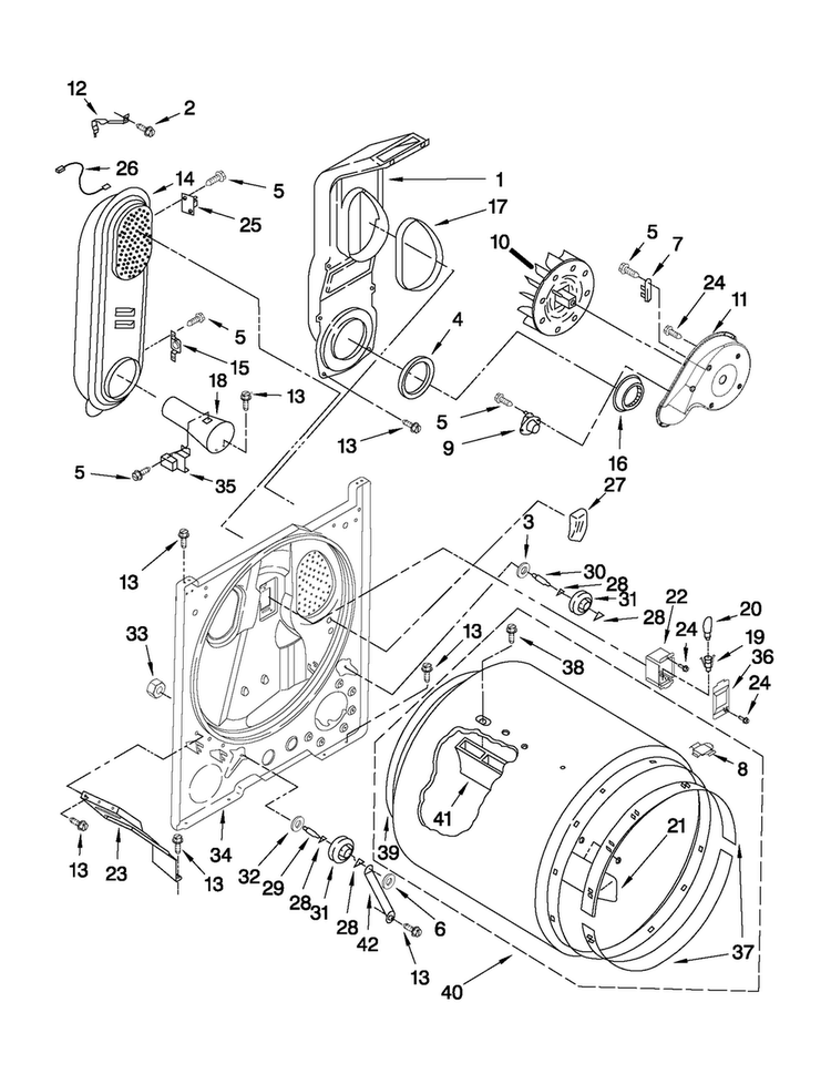 Bulkhead Parts Diagram and Parts List for CGD147HXW0  Crosley Dryer