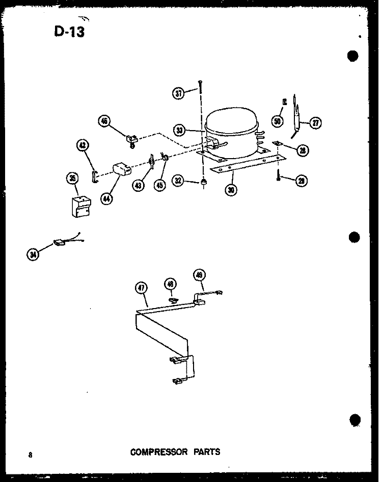 COMPRESSOR PARTS Diagram and Parts List for C7W P6033006W Amana Freezer