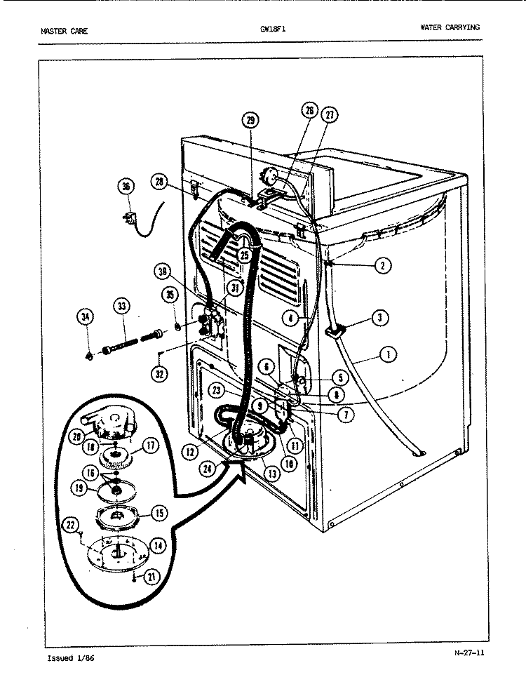 WATER CARRYING (REV. A - D) Diagram and Parts List for GW18F1H  Maytag Washer