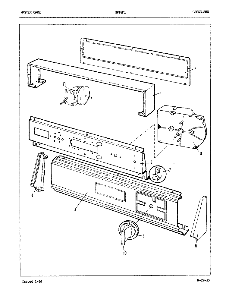 CONTROL PANEL (REV. A - D) Diagram and Parts List for GW18F1H  Maytag Washer