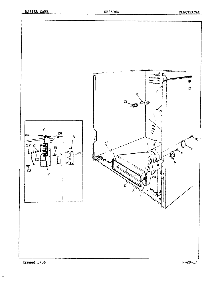 ELECTRICAL Diagram and Parts List for DE25D6AM  Admiral Dryer