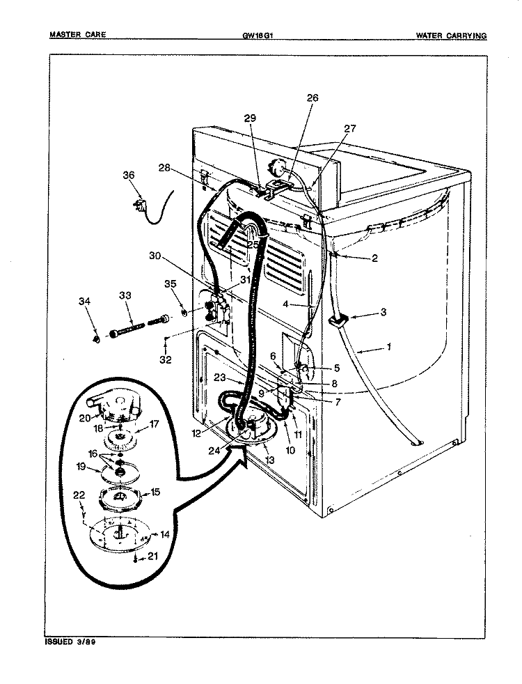 WATER CARRYING Diagram and Parts List for GW18G1A  Maytag Washer