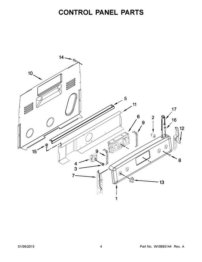 03 - Control Panel Parts Diagram and Parts List for YMER8600DE0  Maytag Range