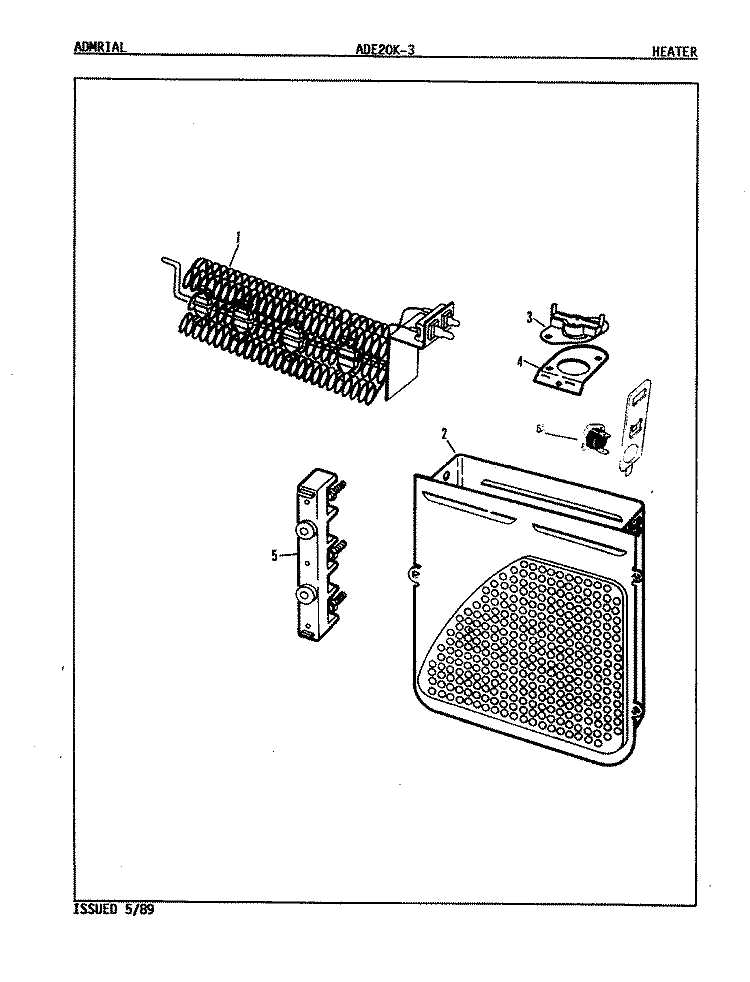 HEATER (REV. A - D) Diagram and Parts List for ADE20K3A  Admiral Dryer