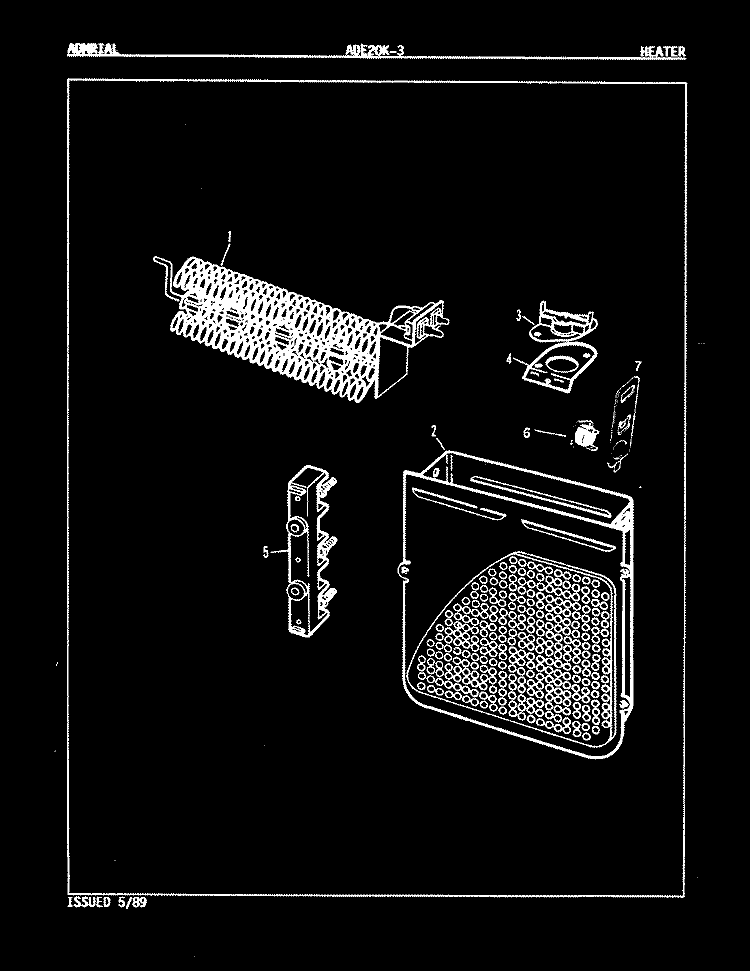 HEATER (REV. E - G) Diagram and Parts List for ADE20K3A  Admiral Dryer