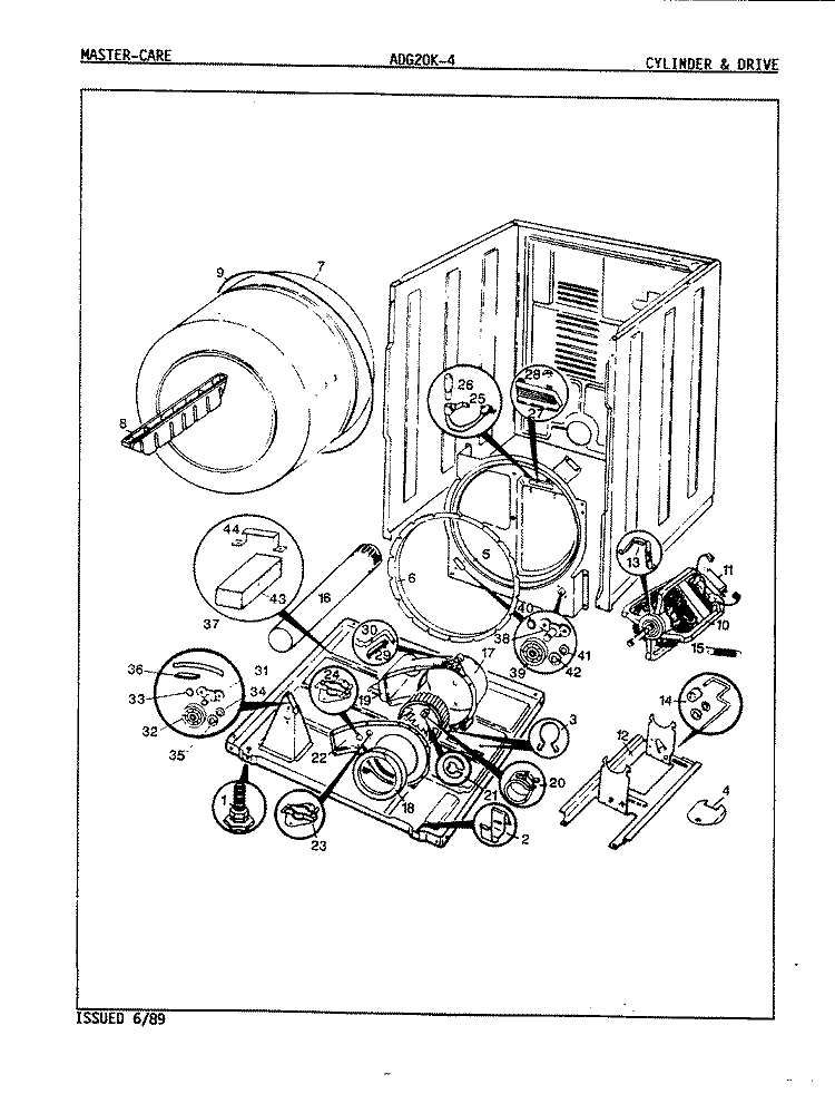 CYLINDER & DRIVE (REV. A - B) Diagram and Parts List for ADG20K4H  Admiral Dryer