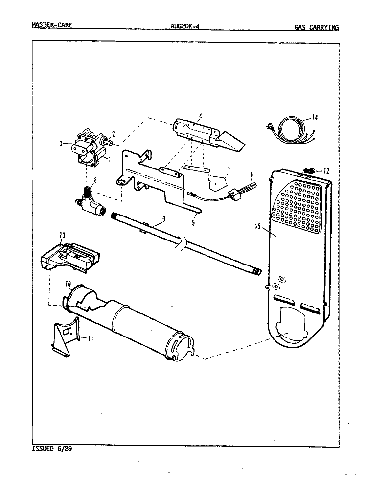 GAS CARRYING (REV. A - B) Diagram and Parts List for ADG20K4H  Admiral Dryer