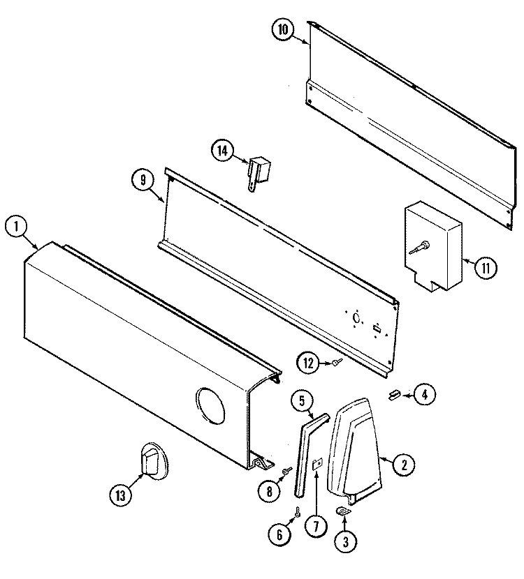 CONTROL PANEL (BAx) Diagram and Parts List for LDGA100BAM  Admiral Dryer