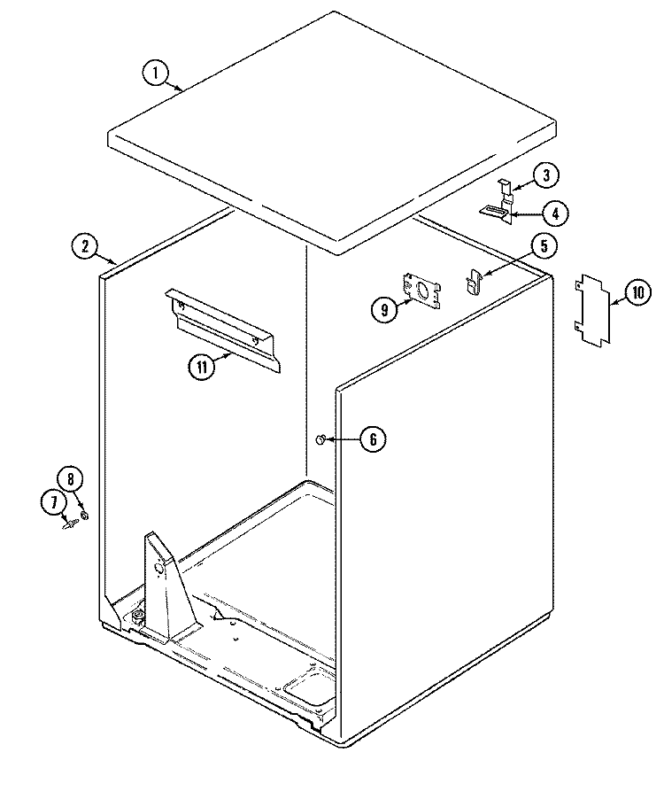 CABINET Diagram and Parts List for YG225LV  Magic Chef Dryer