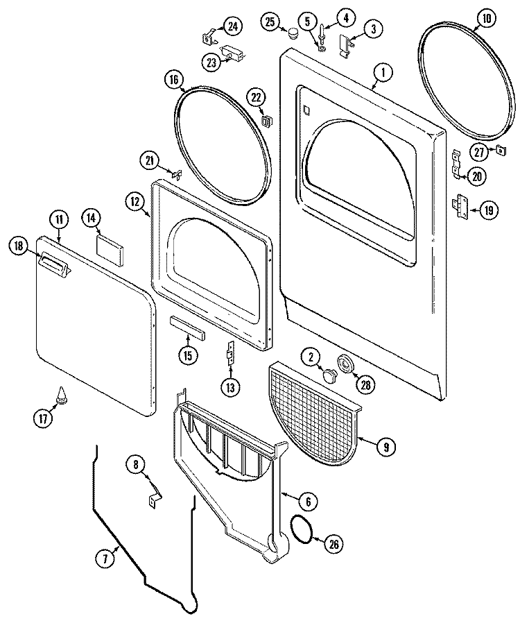 DOOR (AAx) Diagram and Parts List for LDGA500AAM  Admiral Dryer