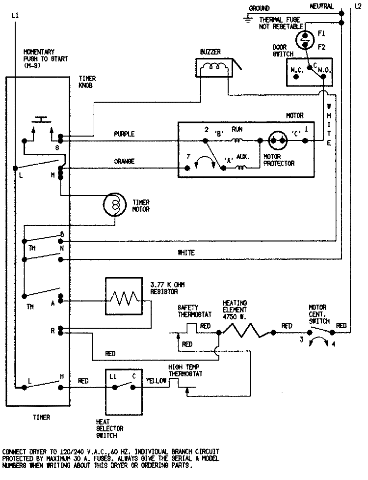 WIRING INFORMATION (LDEA200ACE / ACM) Diagram and Parts List for LDEA200ACE  Admiral Dryer