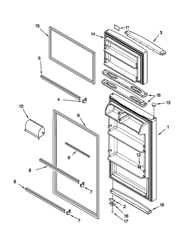 Door Parts Diagram and Parts List for A8RXNGFXD01  Amana Refrigerator