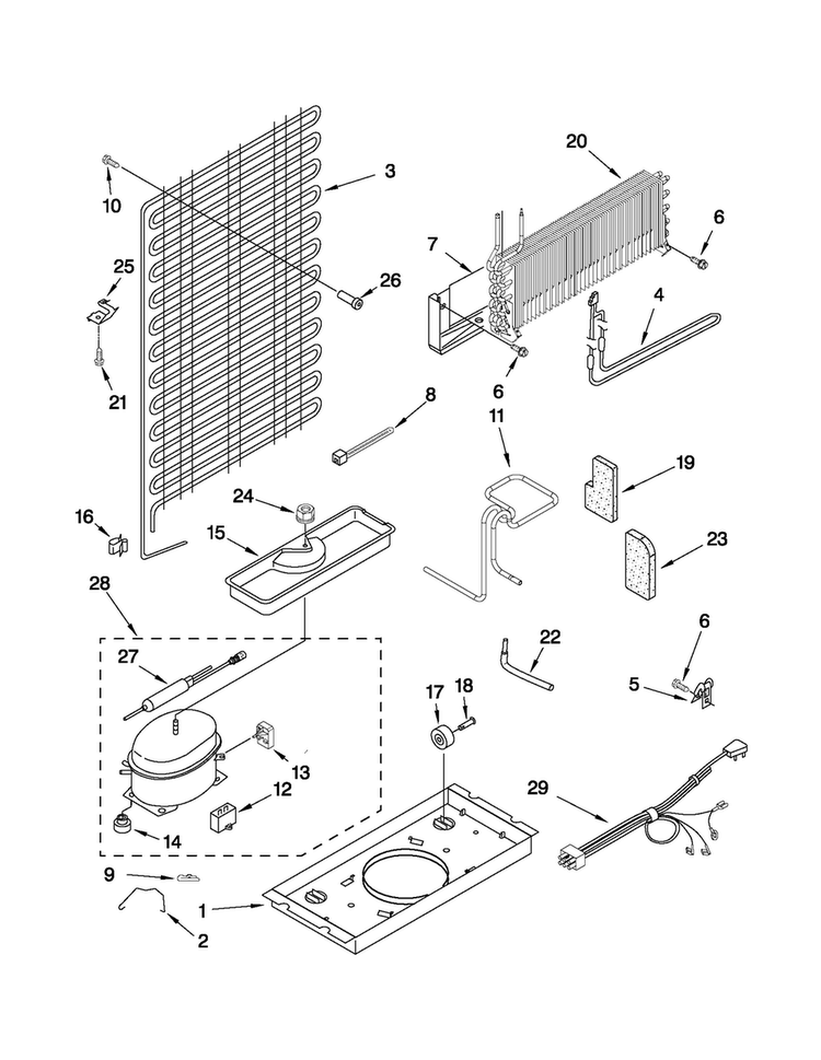 Unit Parts Diagram and Parts List for C8TXNWFXW00  Magic Chef Refrigerator