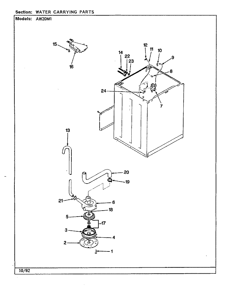 WATER CARRYING (REV. G - L) Diagram and Parts List for AW20M1A  Admiral Washer