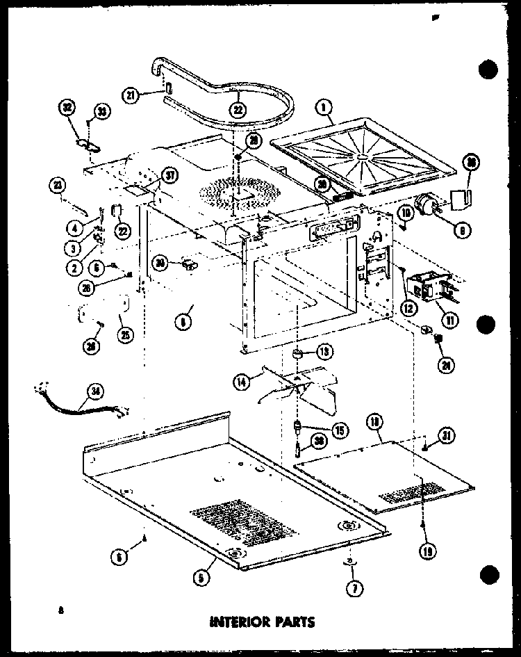 Interior Parts Diagram and Parts List for ML-3 P74502-1M Amana Microwave