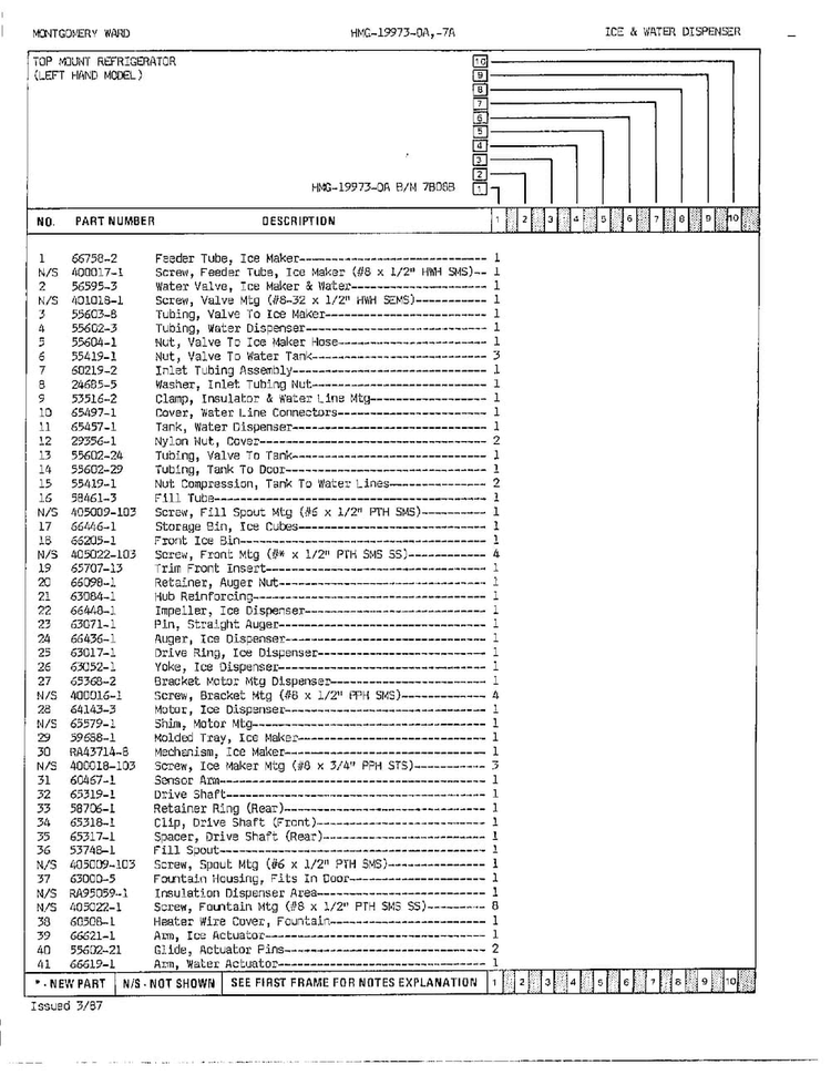 Ice And Water Dispenser Page 2 Diagram and Parts List for 19973A  Admiral Refrigerator
