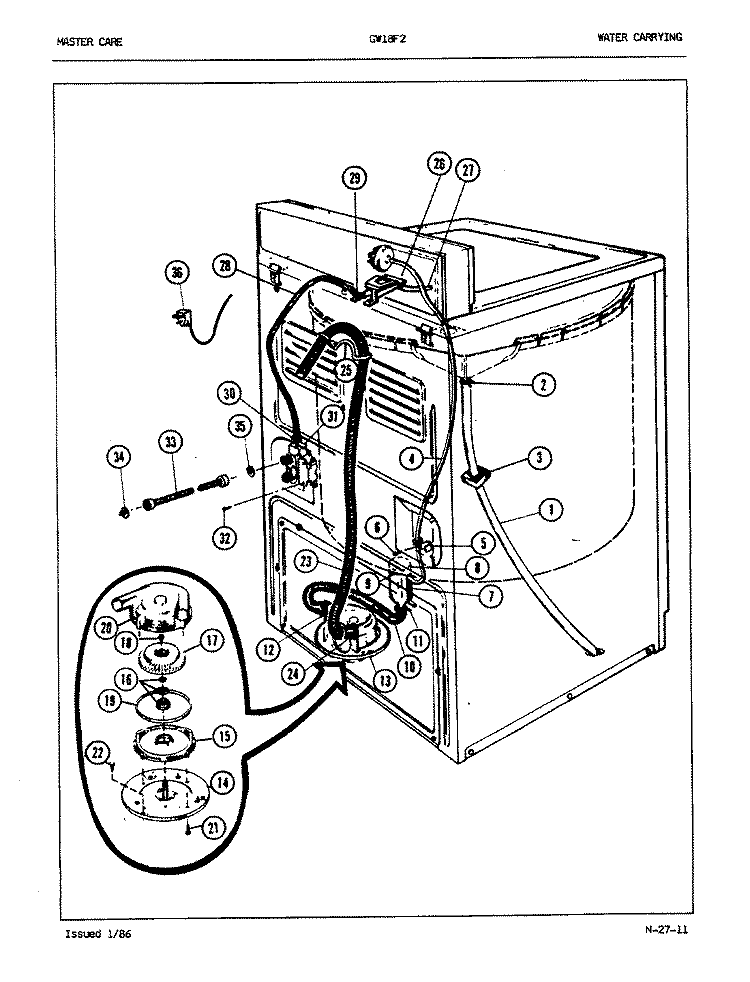 WATER CARRYING (REV. A - D) Diagram and Parts List for GW18F2A  Maytag Washer