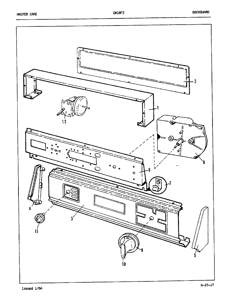 CONTROL PANEL (REV. A - D) Diagram and Parts List for GW18F2A  Maytag Washer