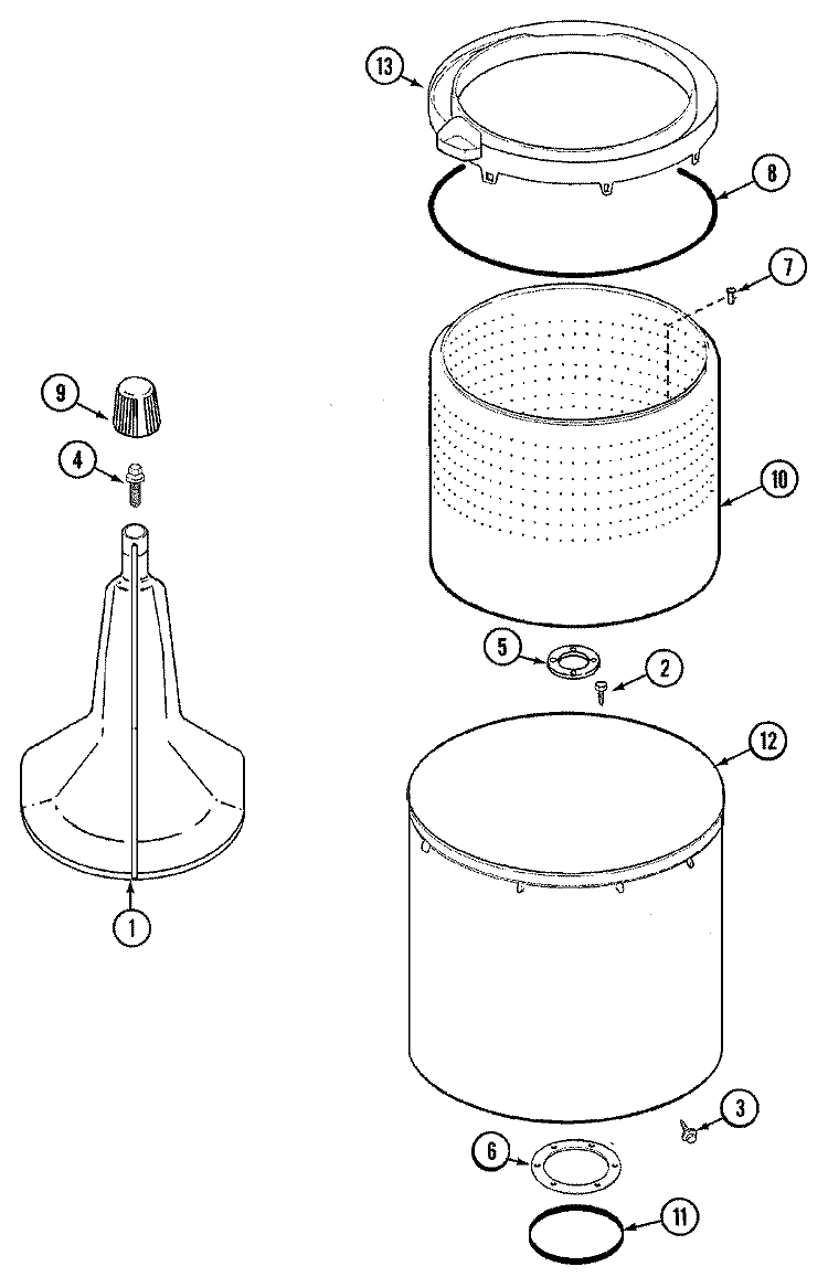TUB Diagram and Parts List for AW20N2V  Admiral Washer