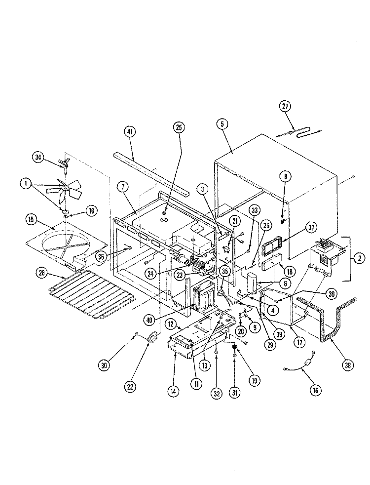 BASE & CAVITY Diagram and Parts List for MA41D-10P  Admiral Microwave