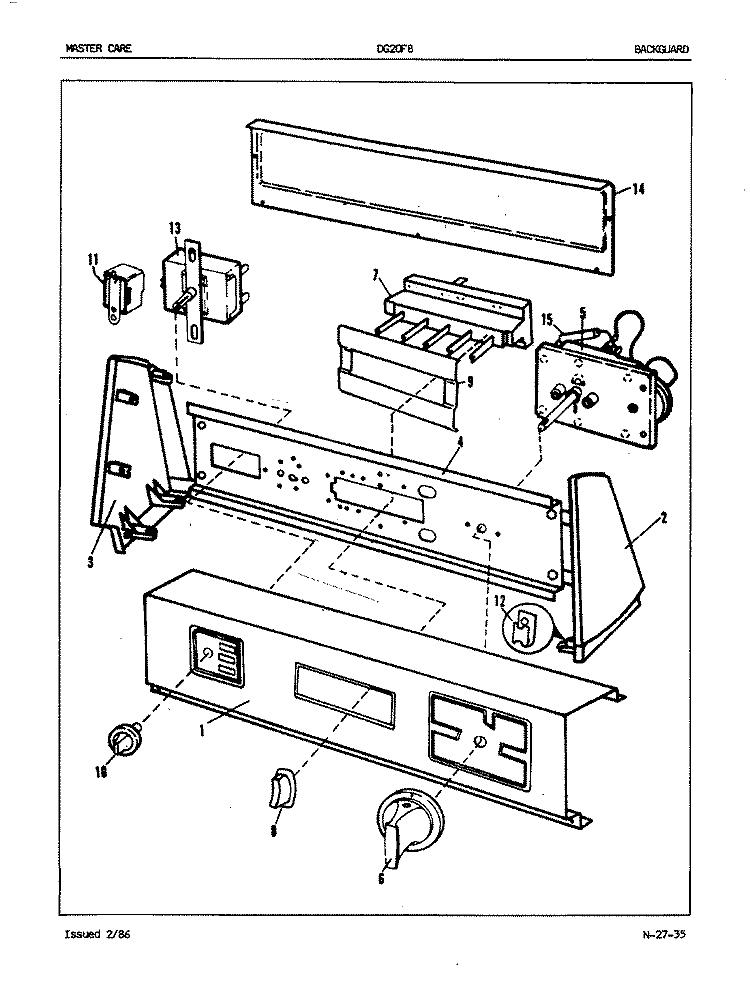 CONTROL PANEL (REV. J) Diagram and Parts List for DG20F8WW  Admiral Dryer