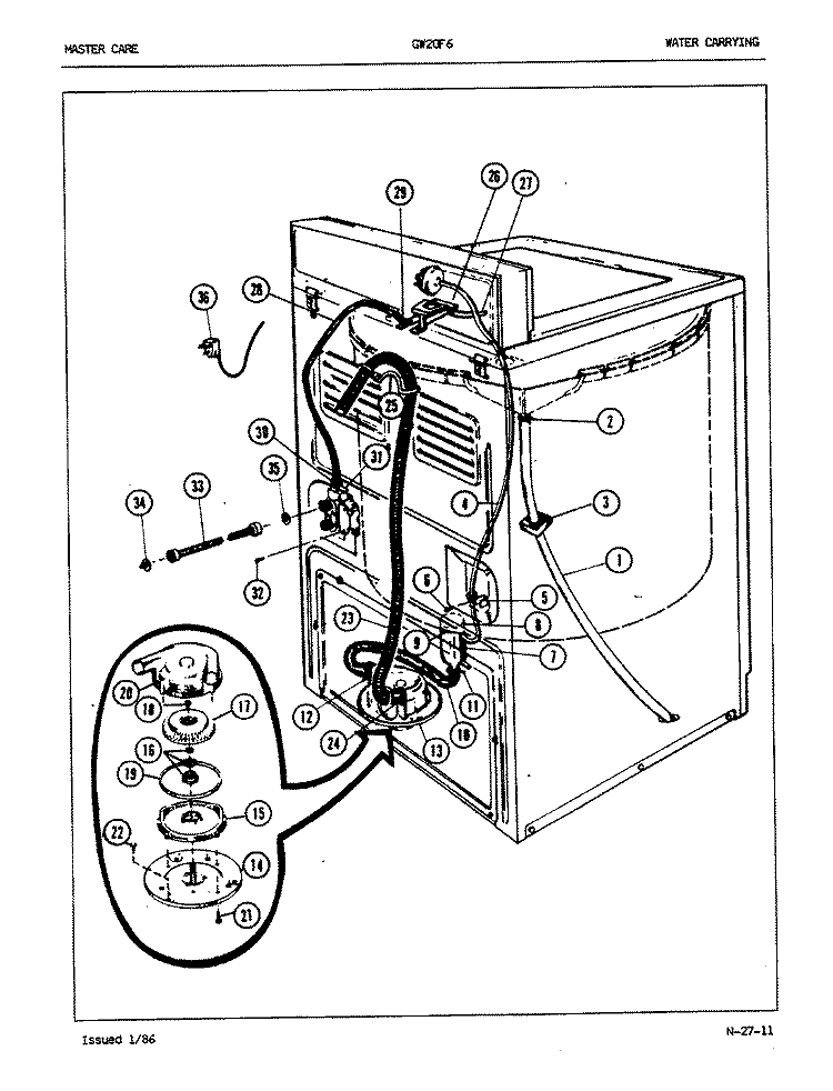 WATER CARRYING (REV. A - D) Diagram and Parts List for GW20F6A  Maytag Washer