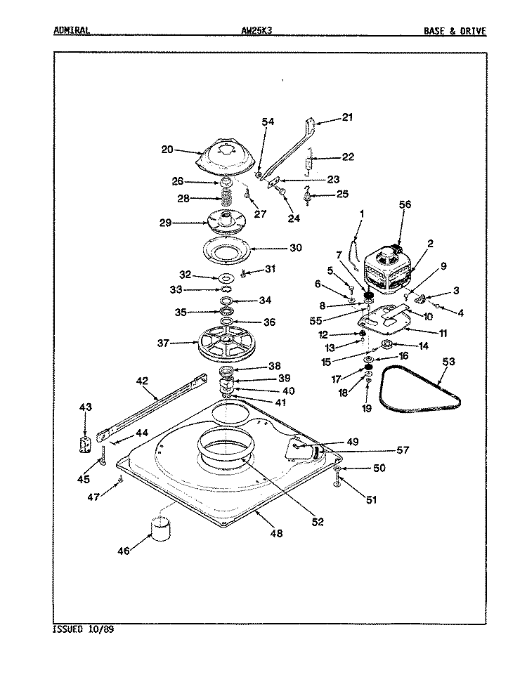 BASE & DRIVE (REV. A - D) Diagram and Parts List for AW25K3A  Admiral Washer