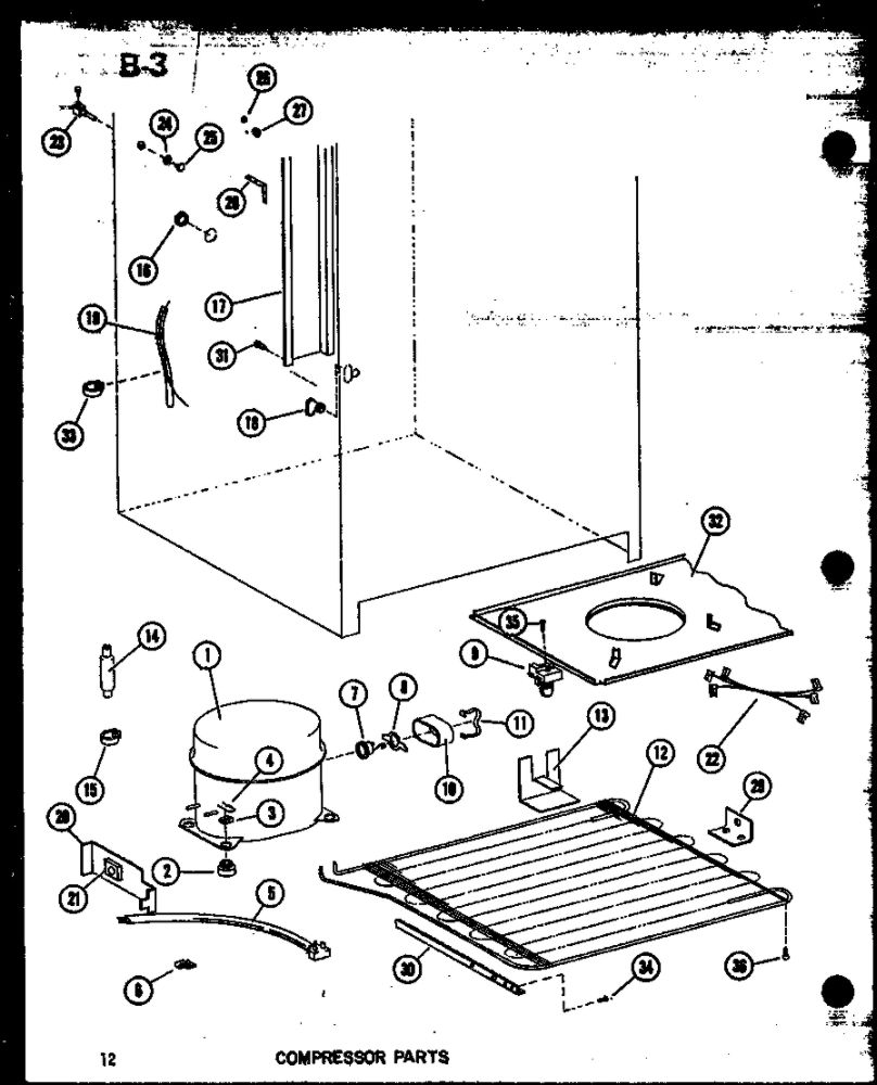 Compressor Parts Diagram and Parts List for ESUF16C-L/P60345-62WL P60345-62WL Amana Freezer