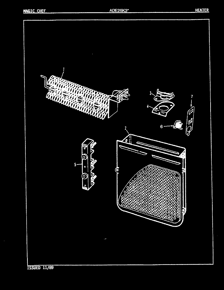 HEATER (REV. A - D) Diagram and Parts List for ADE25K3H  Admiral Dryer