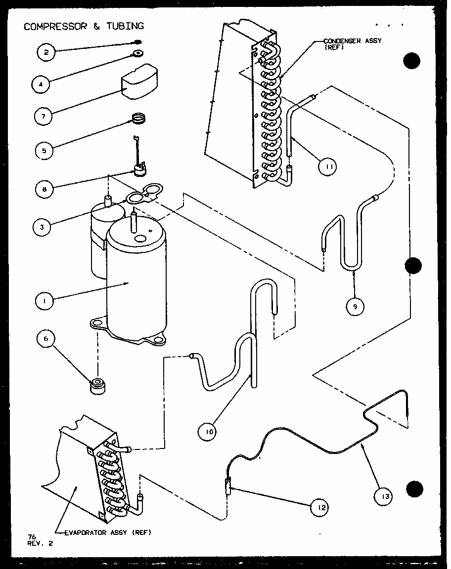 Compressor & Tubing (ptc15300er/p9812522r) (ptc15400er/p9872222r) Diagram and Parts List for PTC07300ER P9882501R Amana Air Conditioner