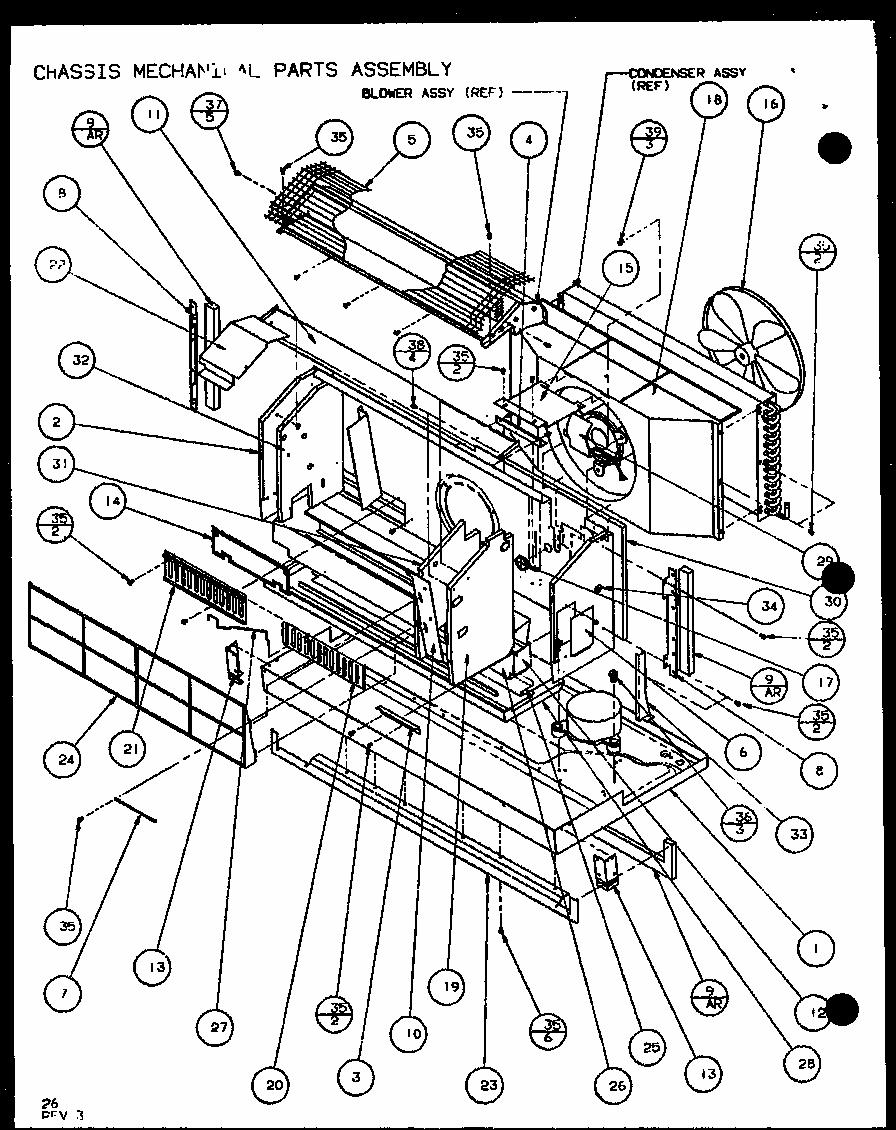 Chassis Mechanical Parts Essembly (pth09300er/p9812608r) (pth09400er/p9872108r) Diagram and Parts List for PTH12300ER P9812615R Amana Air Conditioner