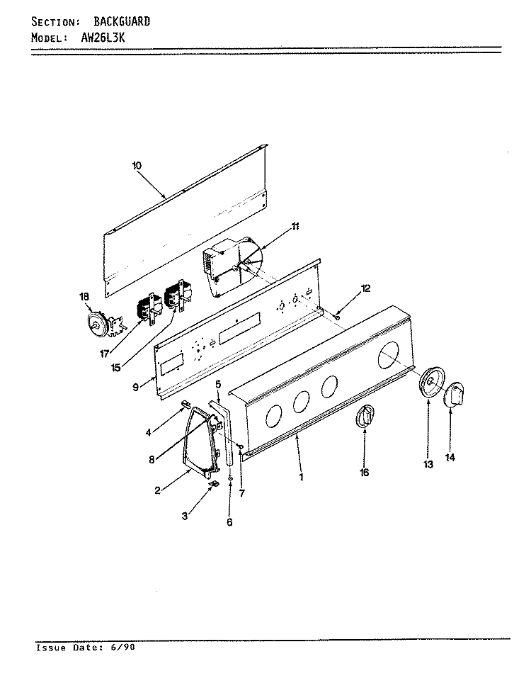 CONTROL PANEL (REV. A - D) Diagram and Parts List for AW26L3HK  Admiral Washer
