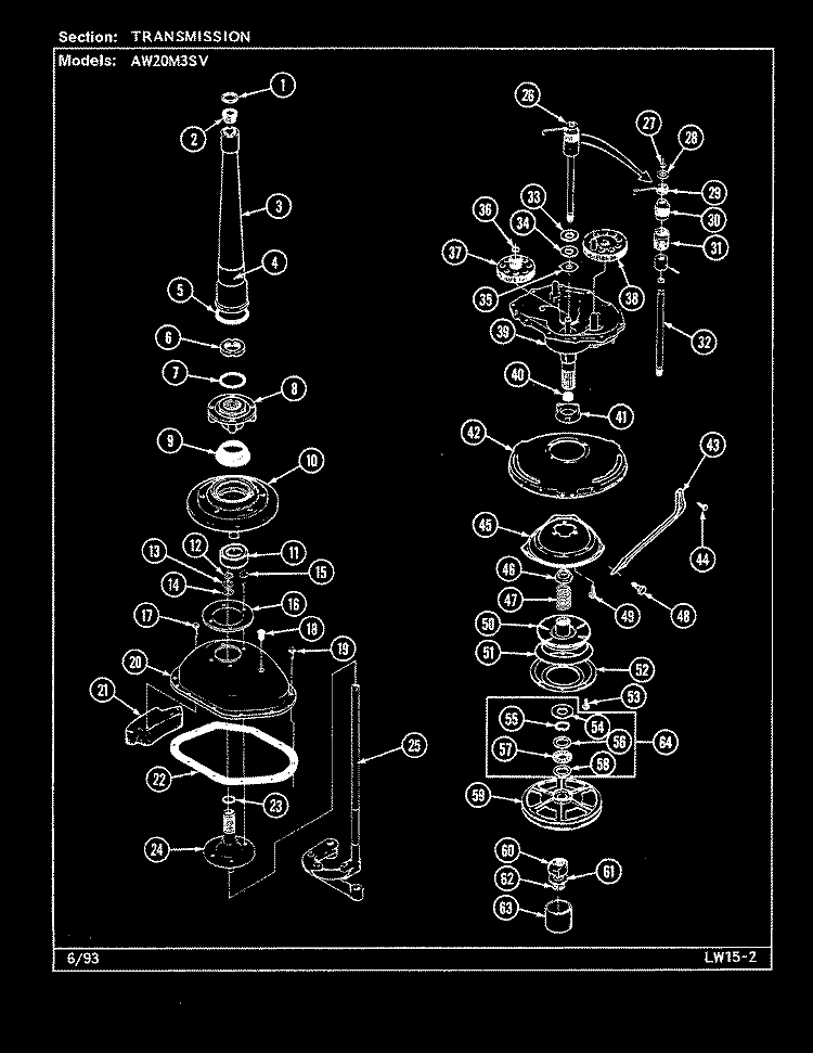 TUB Diagram and Parts List for AW20M3SV  Admiral Washer