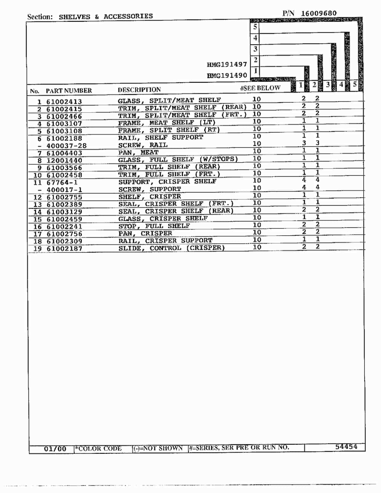 Shelves And Accessories Page 2 Diagram and Parts List for HMG191490  Admiral Refrigerator