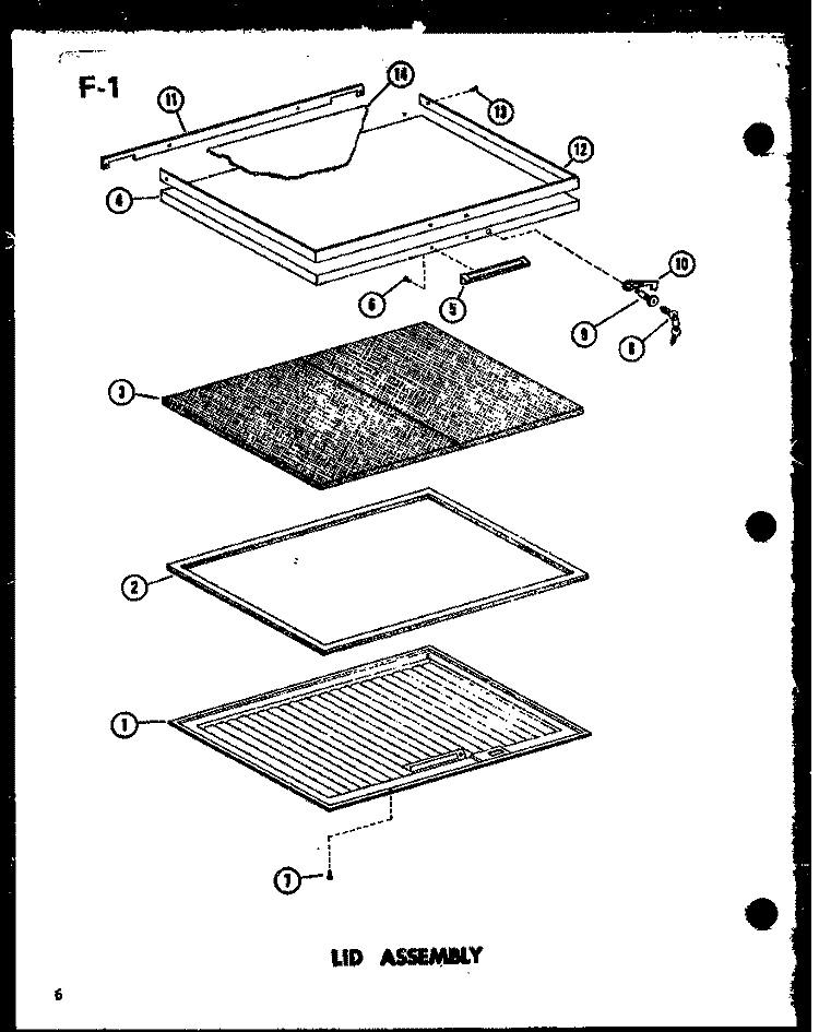 LID ASSY Diagram and Parts List for CD-10B P6033092W Amana Freezer