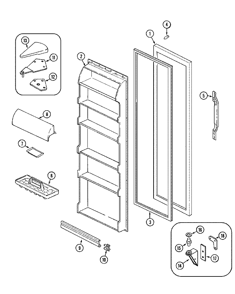 FRESH FOOD DOOR Diagram and Parts List for GS20A83V  Maytag Refrigerator