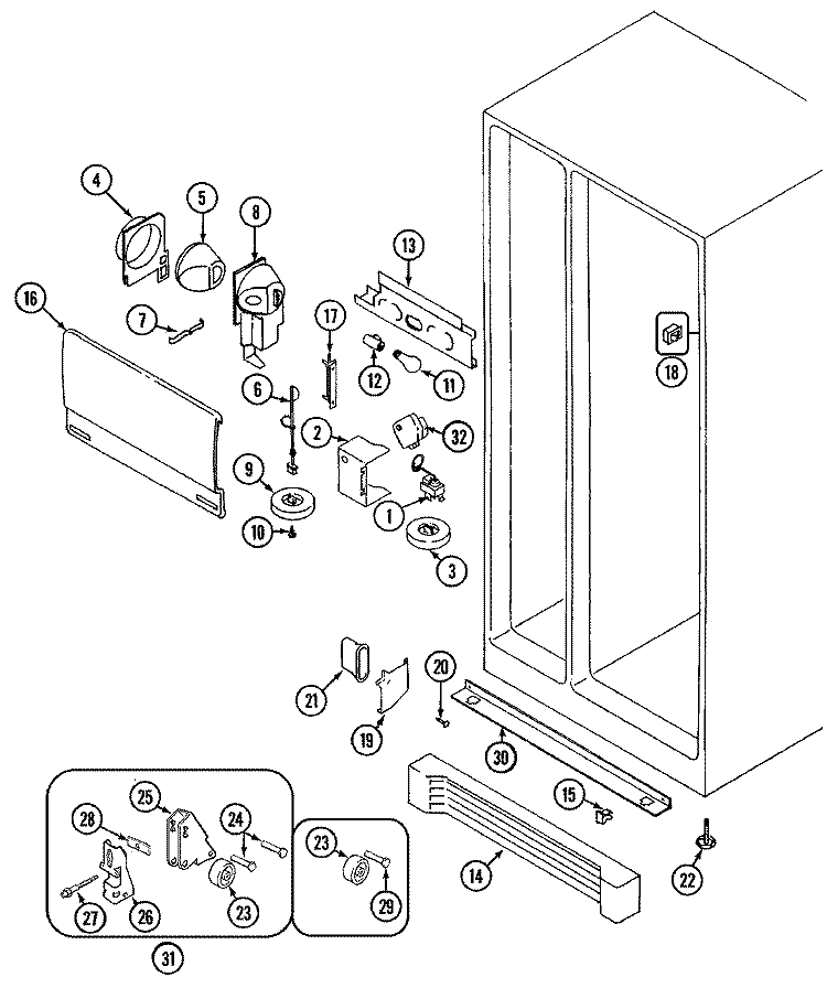 FRESH FOOD COMPARTMENT Diagram and Parts List for GS20A83V  Maytag Refrigerator
