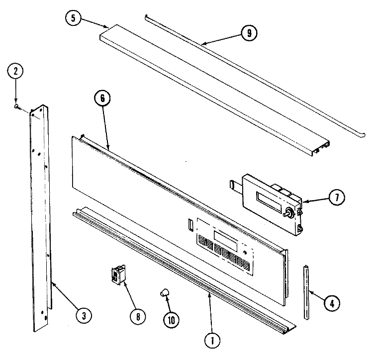 CONTROL PANEL Diagram and Parts List for L9875XVB  Norge Wall Oven