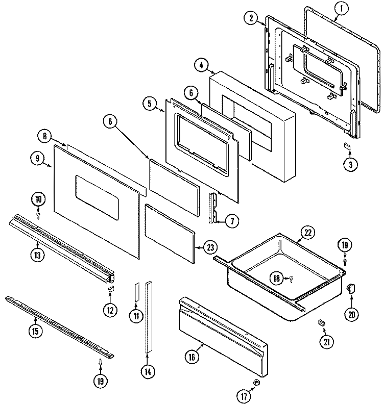 DOOR / DRAWER (SER. PRE. 21) Diagram and Parts List for CC3878VVV  Crosley Range