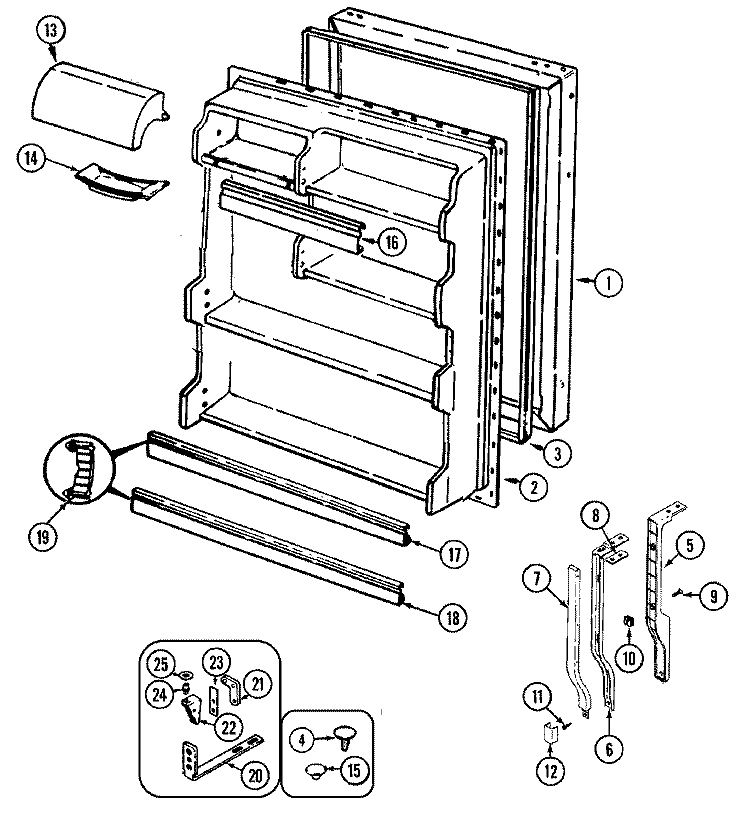 FRESH FOOD DOOR Diagram and Parts List for GT15A63A  Admiral Refrigerator