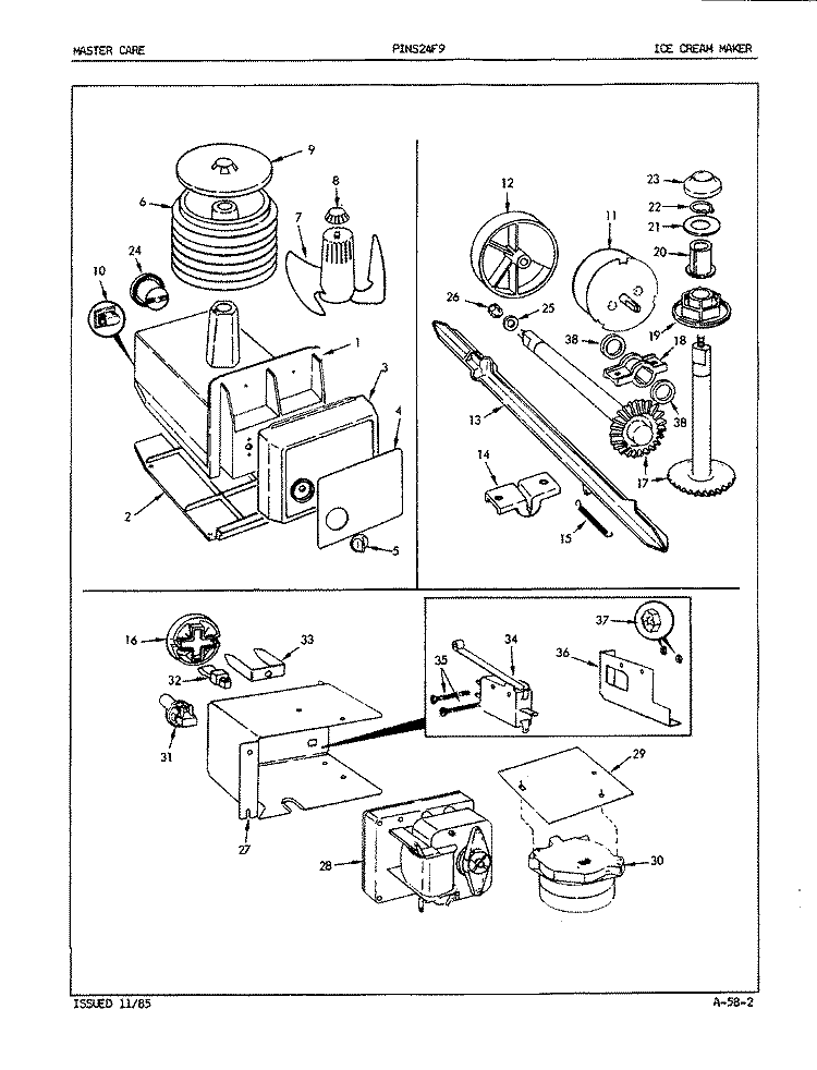 ICE CREAM MAKER Diagram and Parts List for PINS24F9 5L57B Admiral Refrigerator