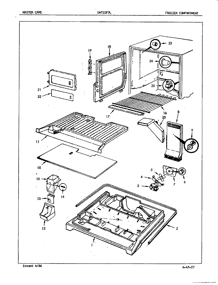 FREEZER COMPARTMENT Diagram and Parts List for DNT22F9 5B43A Admiral Refrigerator