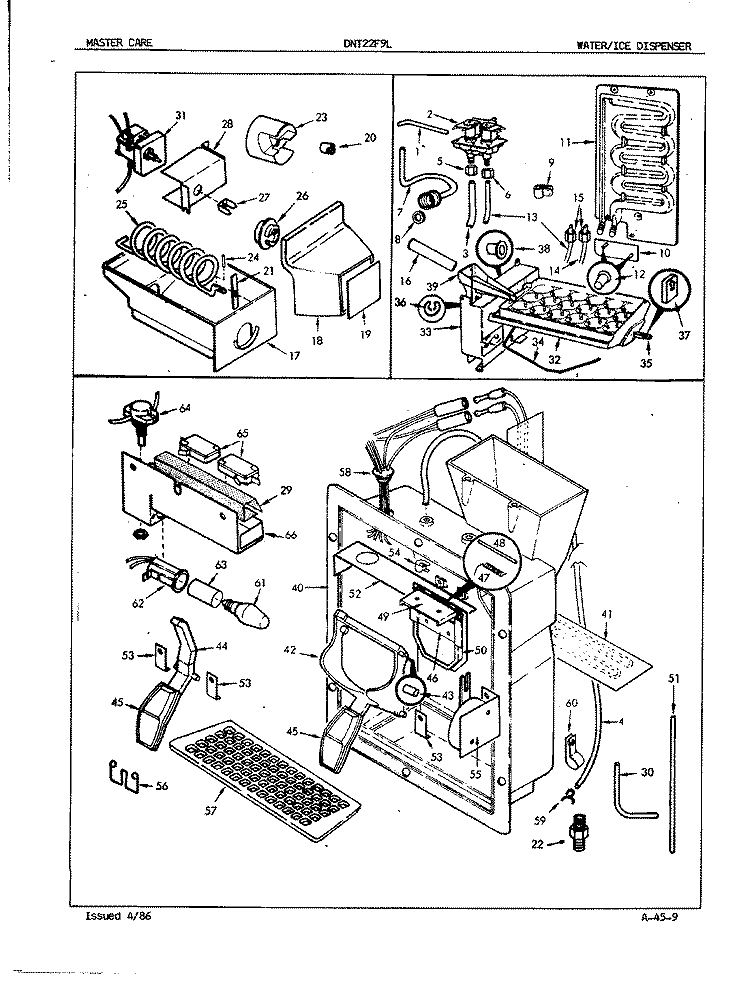WATER & ICE DISPENSER Diagram and Parts List for DNT22F9 5B43A Admiral Refrigerator