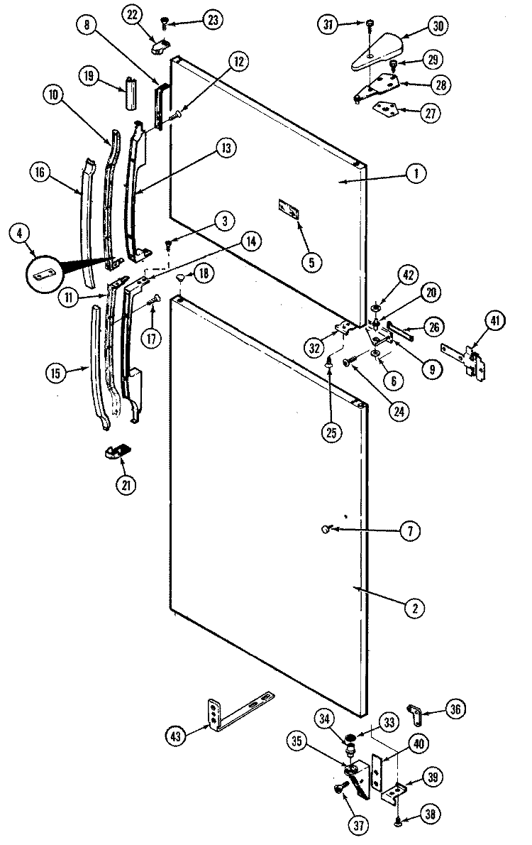 OUTER DOOR Diagram and Parts List for RTS1900DAM  Maytag Refrigerator