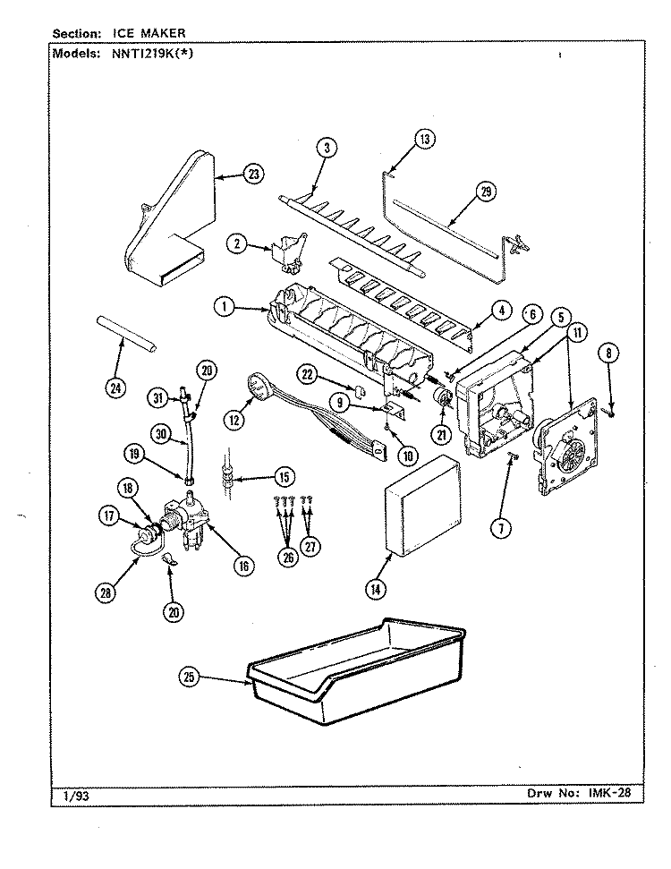 ICE MAKER Diagram and Parts List for NNTI219K CC82A Maytag Refrigerator
