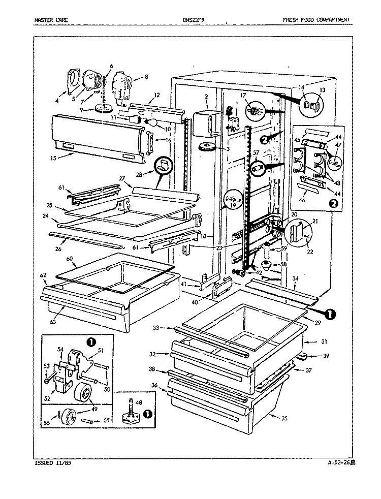 FRESH FOOD COMPARTMENT Diagram and Parts List for DNS22F9 5L46B Admiral Refrigerator