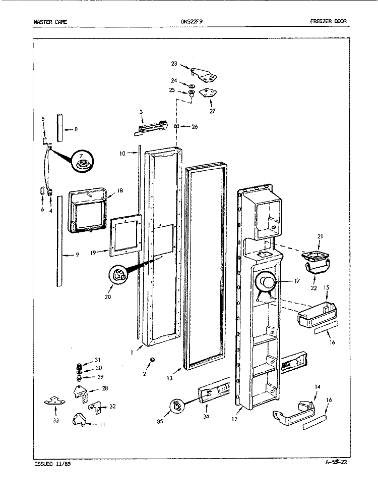 FREEZER DOOR Diagram and Parts List for DNS22F9A 5L46B Admiral Refrigerator