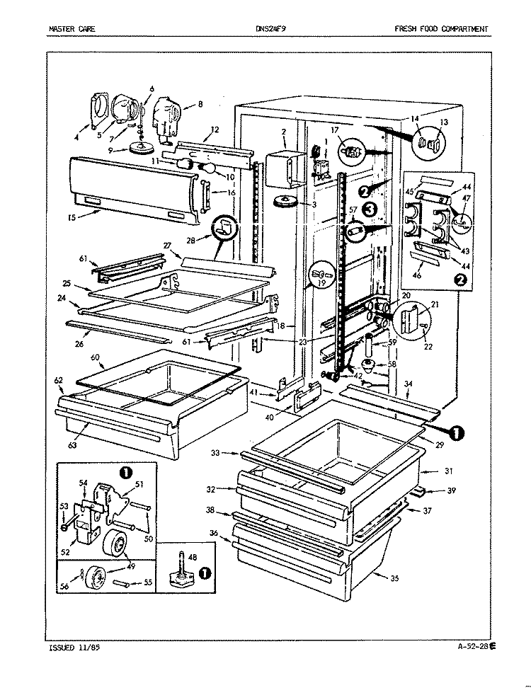 FRESH FOOD COMPARTMENT Diagram and Parts List for DNS24F9 5L49B Admiral Refrigerator