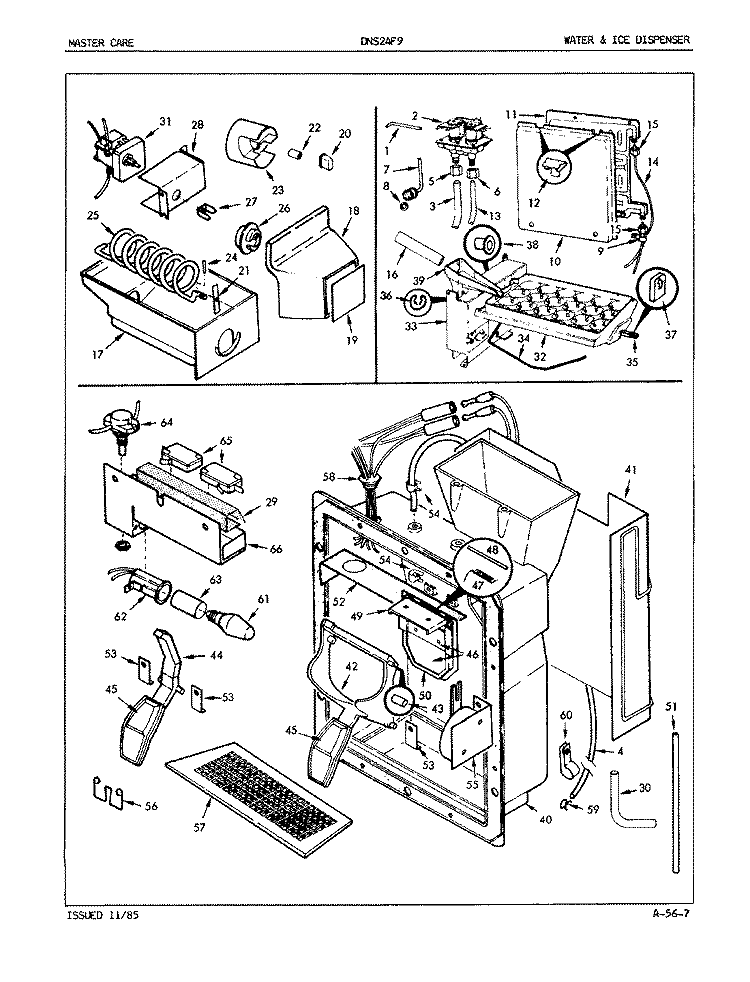 WATER & ICE DISPENSER Diagram and Parts List for DNS24F9 5L49B Admiral Refrigerator