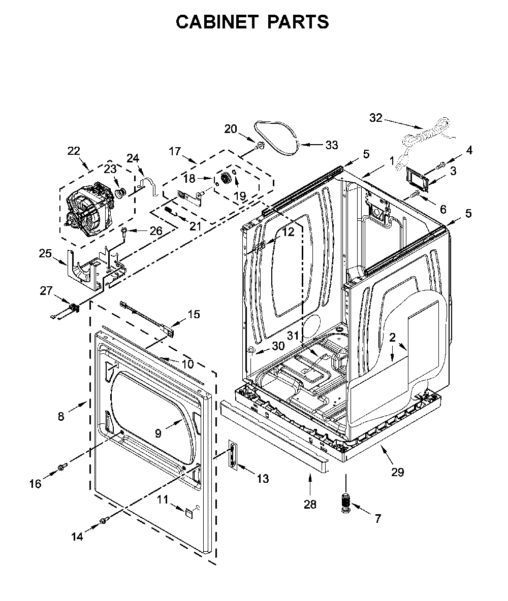 Cabinet parts Diagram and Parts List for MGD7230HC0  Maytag Dryer